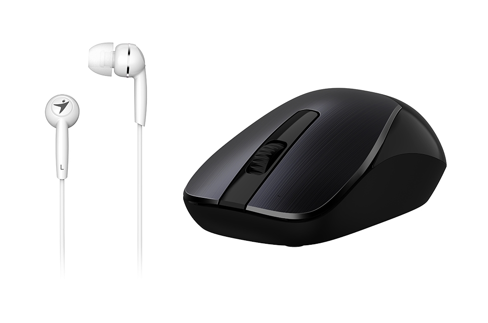 Genius MH-7018 wireless mouse Black + In-ear Headset White Genius MH-7018 wireless mouse Black + In-ear Headset White